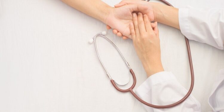 Doctor diagnose to cure disease on patient. Heart and stethoscope for medical health check-up. Healthcare concept.